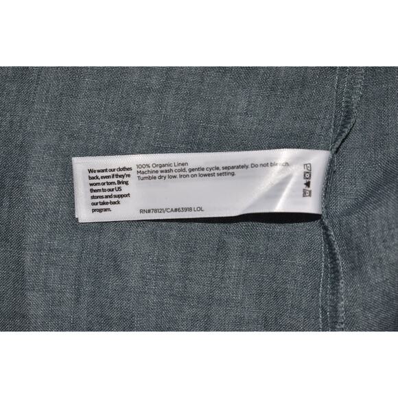 A8 Auth EILEEN FISHER Blue Organic Linen Square Neck Midi Dress Size S $248 - Picture 6 of 6